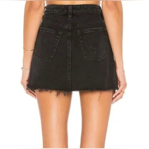 We The Free Black Distressed Denim Mini Skirt - Picture 3 of 10